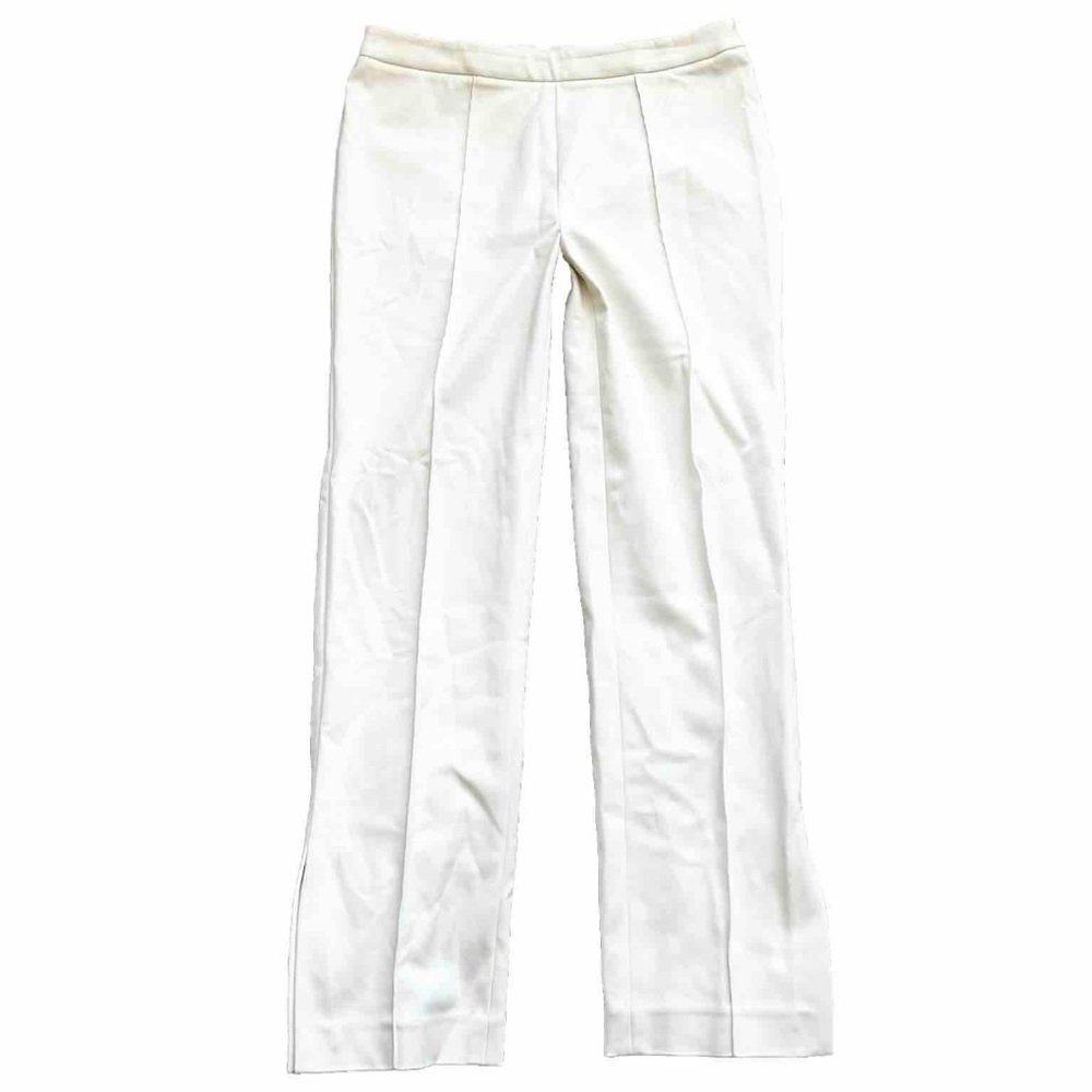 PARTOW CREAM PANTS SIZE 10 MINIMALIST MODERN HEM SLIT CONTEMPORARY CHIC